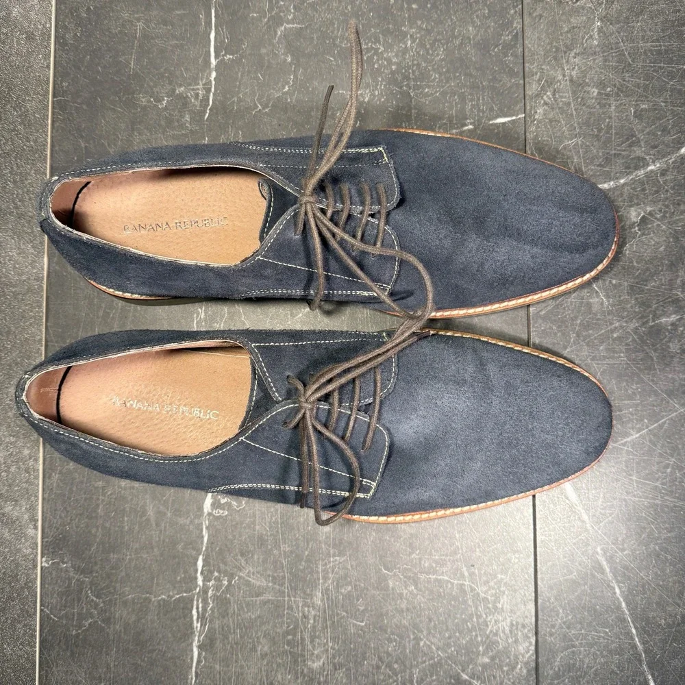 Mens Banana Republic Shoes | Size 11.5 | Navy Blue Suede Derby Dress‎ Shoes